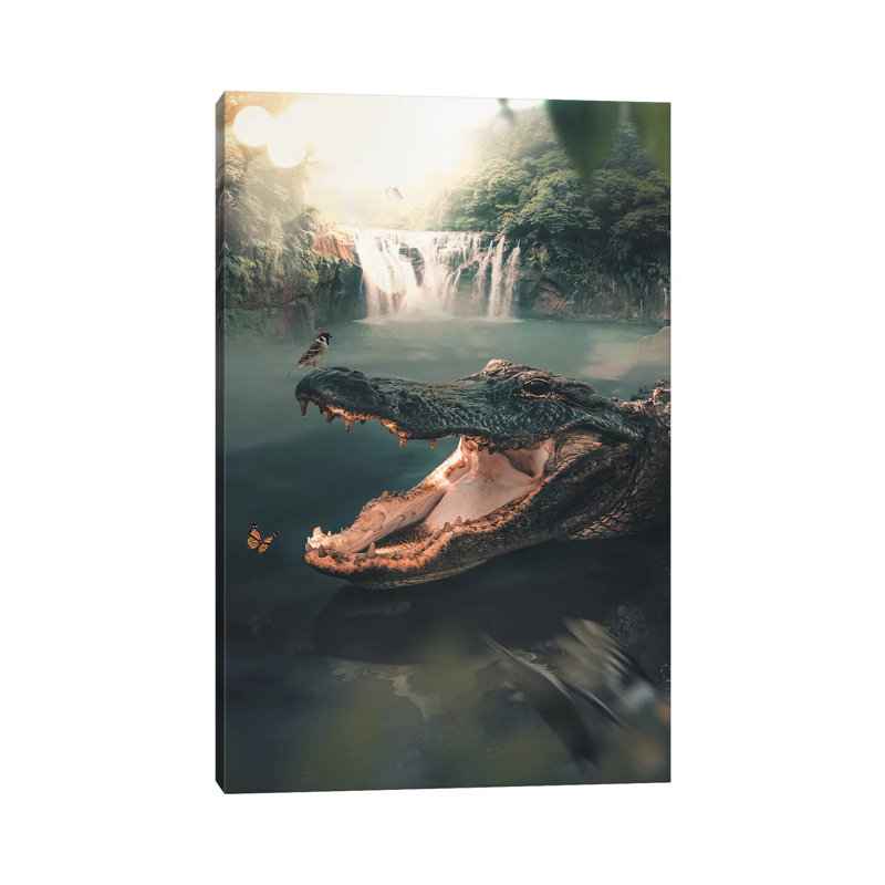 Crocodile by Zenja Gammer - Print on Canvas, 30.48 cm H x 45.72 cm W, Wrapped Canvas