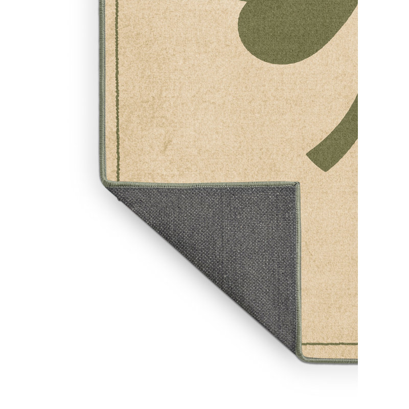 Soft Plush Escarcega St Patties Modern & Contemporary Abstract Area Rug in Beige – SageGreen Binding, 8x10