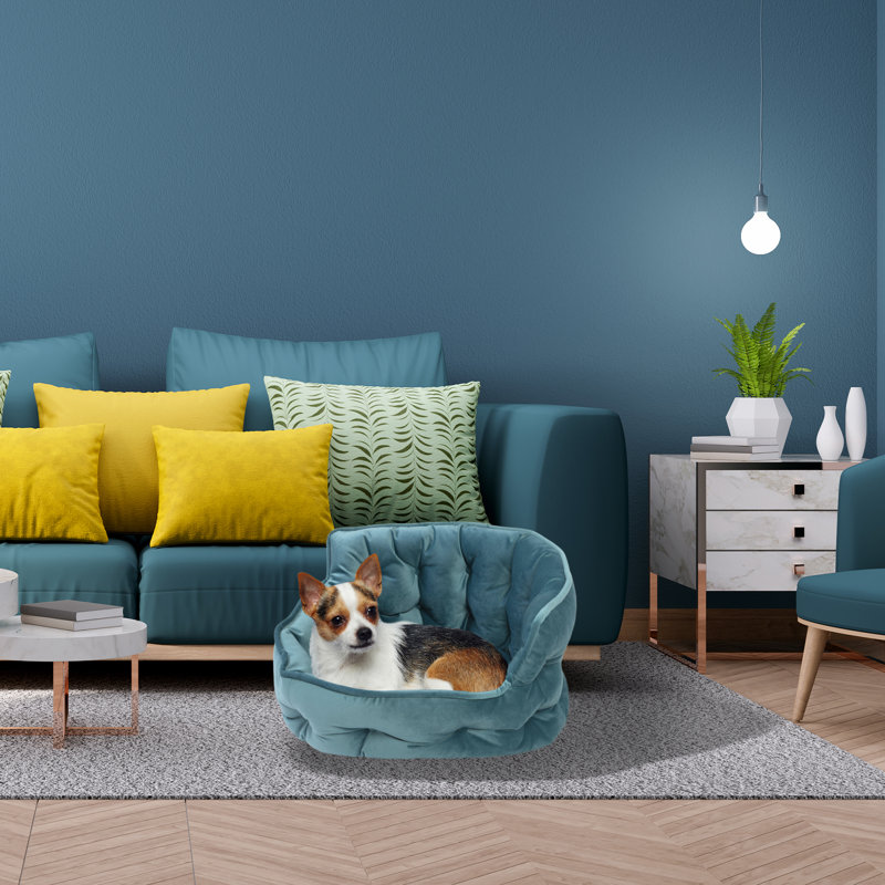 Lit pour tout-petits en velours touffeté Ketchum, Bleu sarcelle