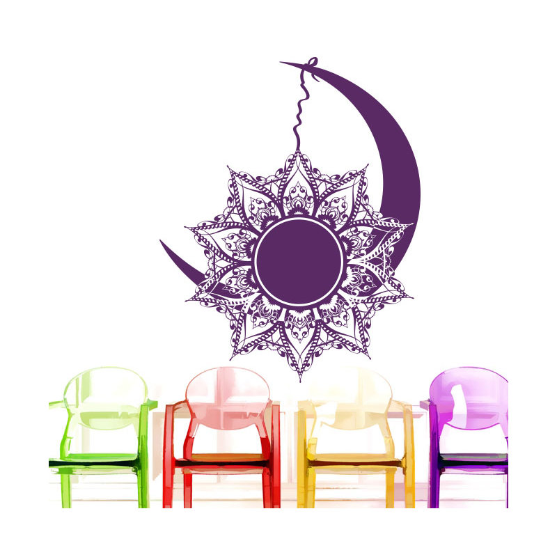 Décalcomanie murale autocollante en vinyle lune Natazhat, Violet