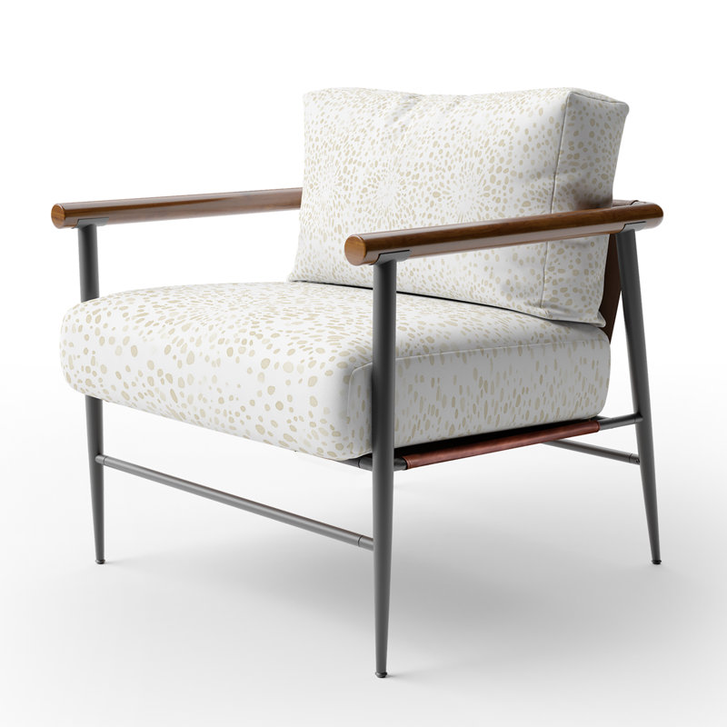 Abstract Accent Chair - ivory and cream boho Cream Arm Chair, Round Arms