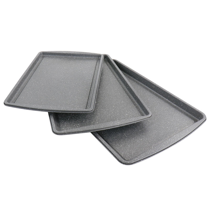 Oster 3-Piece Gray Speckle Carbon Steel Non-Stick Cookie Sheet Set