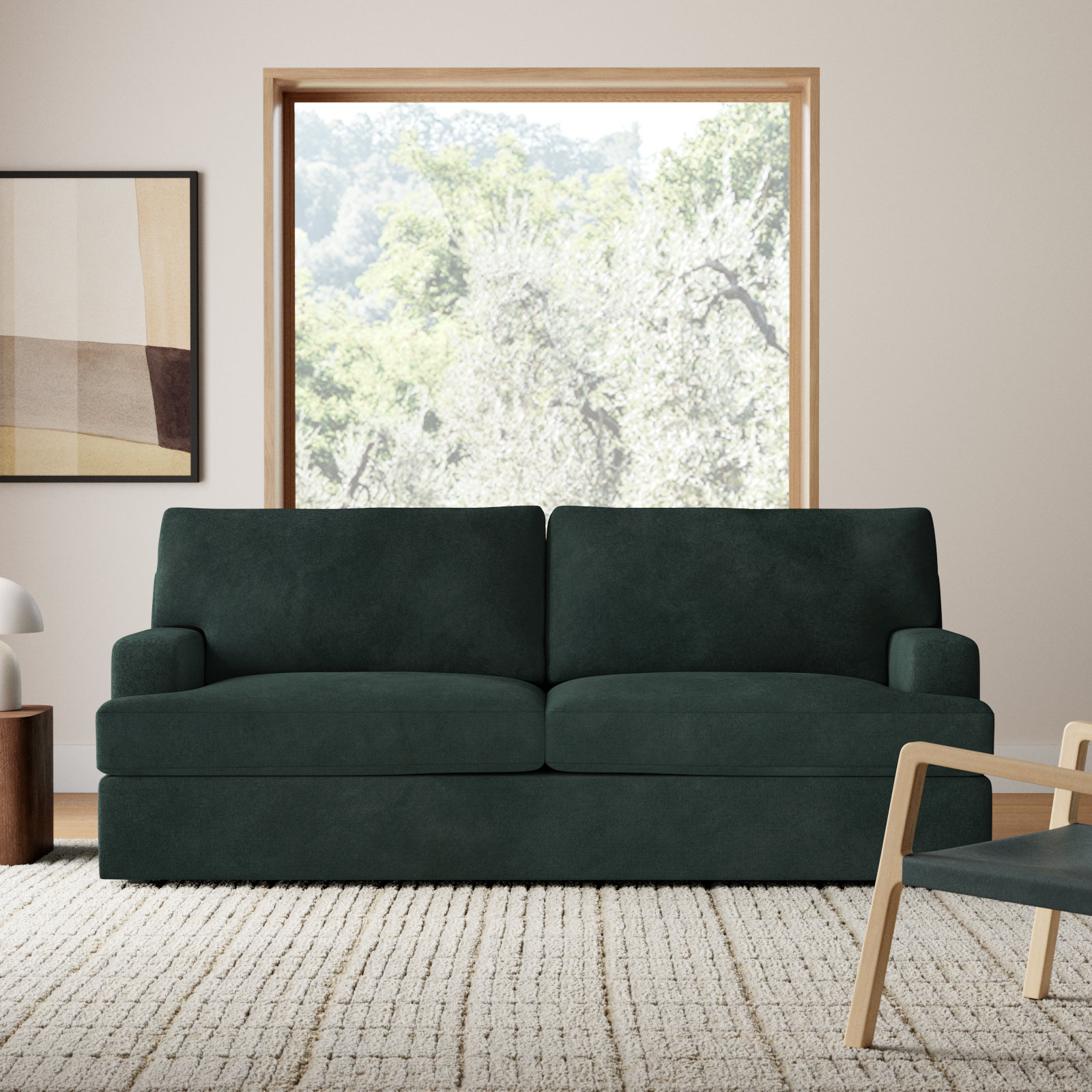 Cleo 84" Velvet Sofa, Bella Hunter Performance Velvet