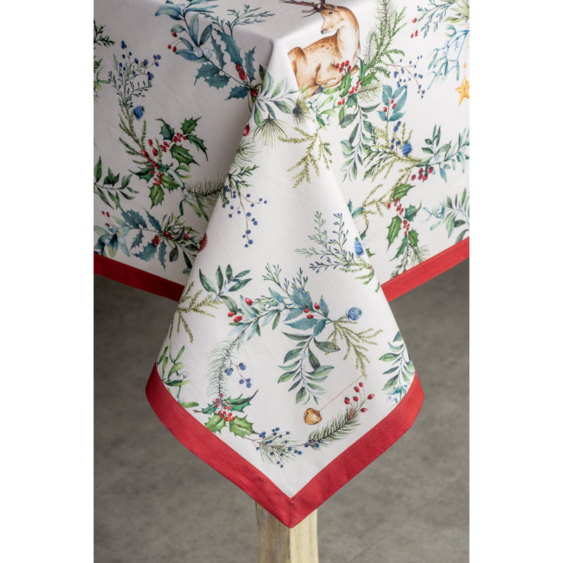 100% Cotton Square Christmas Tablecloth, 54" x 54"