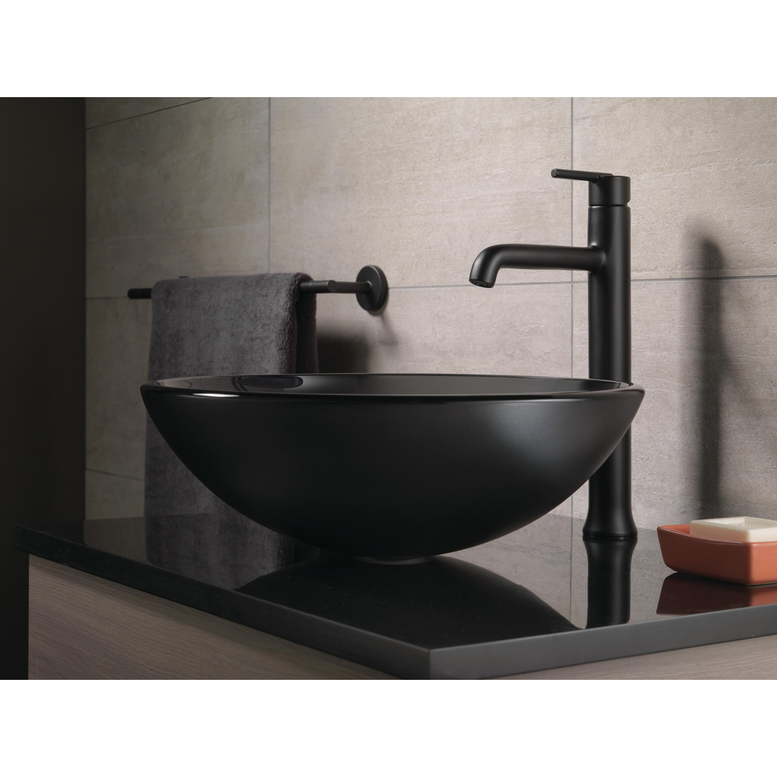 Trinsic Single Hole Vessel Bathroom Faucet, Single Handle Vessel Bathroom Sink Faucet, Matte Black