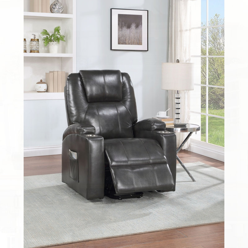 Fauteuil inclinable en cuir avec relevage électrique et massage
