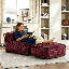 Chaise longue adulte en velours côtelé - Mousse moulée par compression, avec repose-pieds-1901742810