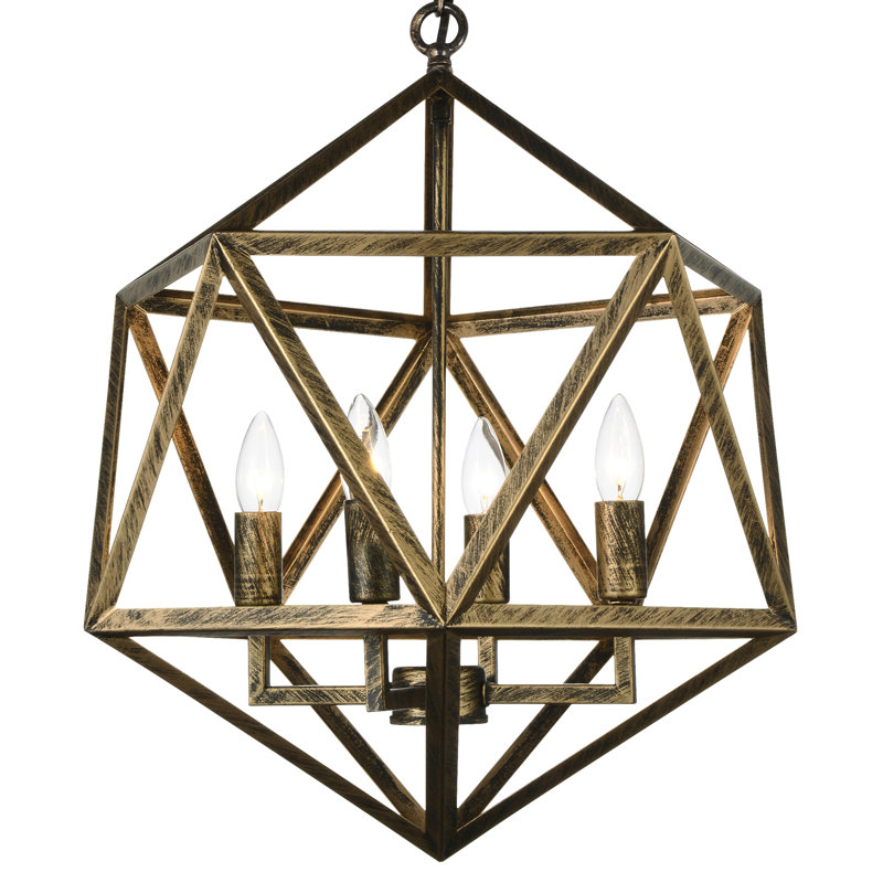 20'' Antique Forged Copper Rustic Pendant Light for Dining Room, Kitchen, Entryway – LED Compatible 4-Light with E12 Bulb Base