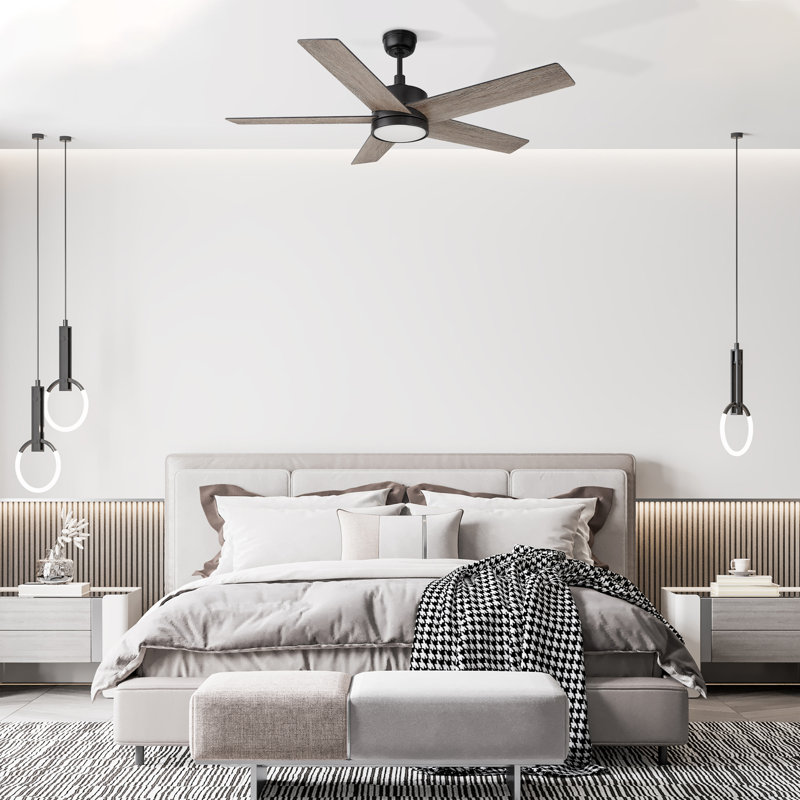 52'' Ceiling Fan with LED Lights, Gray Oak