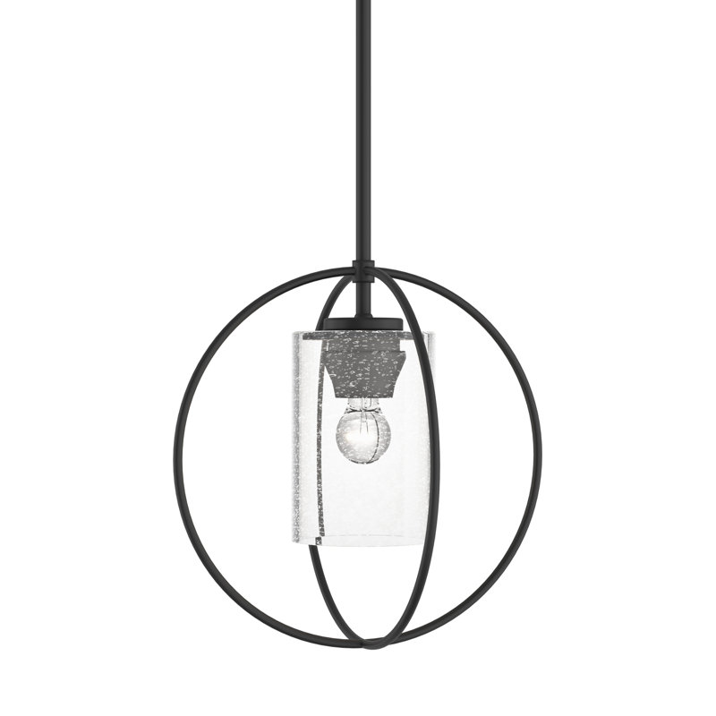 Interlude 1 - Light Unique/Statement Globe Pendant, Seeded Clear, Black