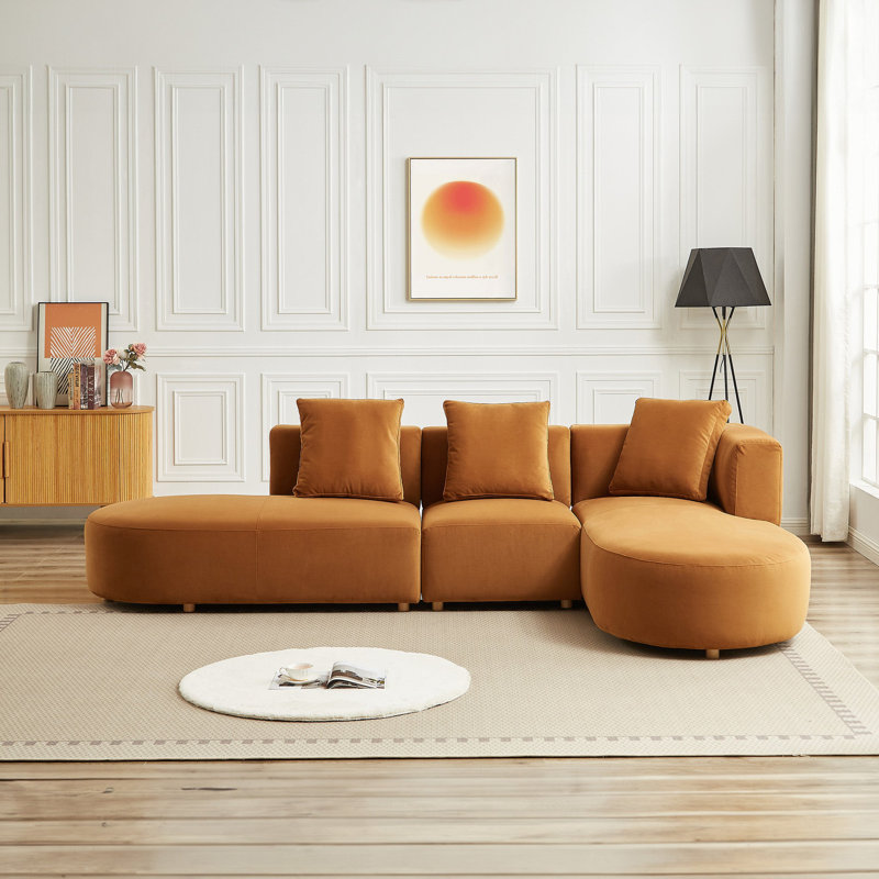 Canapé modulaire en velours pour salon, Orienté à droite