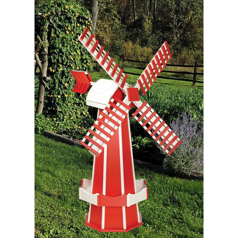 Moulin à vent, H 60 po x l 16 po x P 16 po, Rouge