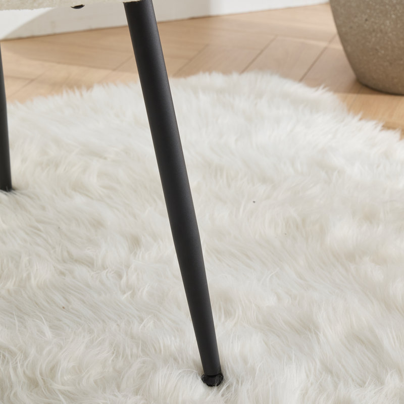 Joshpal 24.5” occasional chair, Noir, Bouclé ivoire