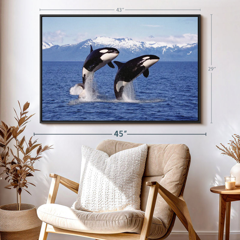 " Jumping Couple Orcas Wall Art ", 29" H x 43" W