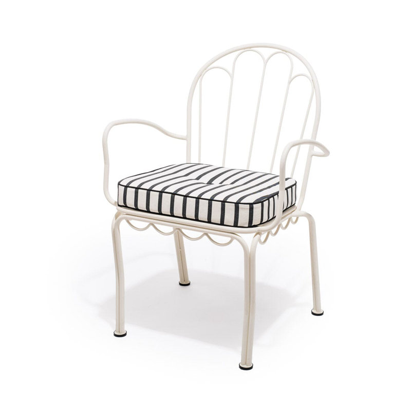 AL Fresco Dining Chair Cushion, Monaco Black Striped