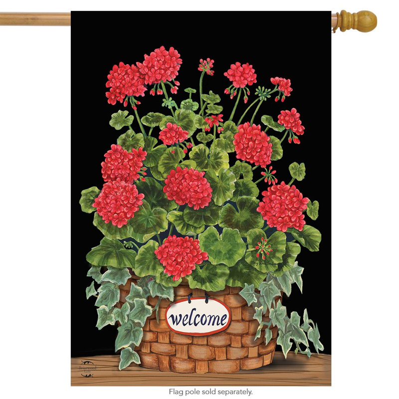Welcome Geraniums Summer House Flag