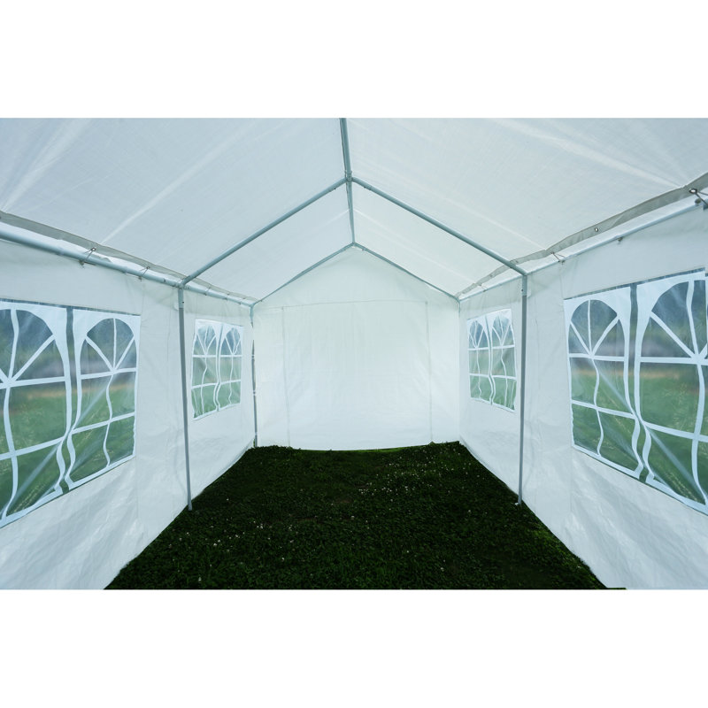 10'X20' Heavy Duty Carport Gazebo - Stable Triangular Construction, Grounding Rods, Detachable Side Walls & Rust Canopy Garage With Support Beams, Waterproof -