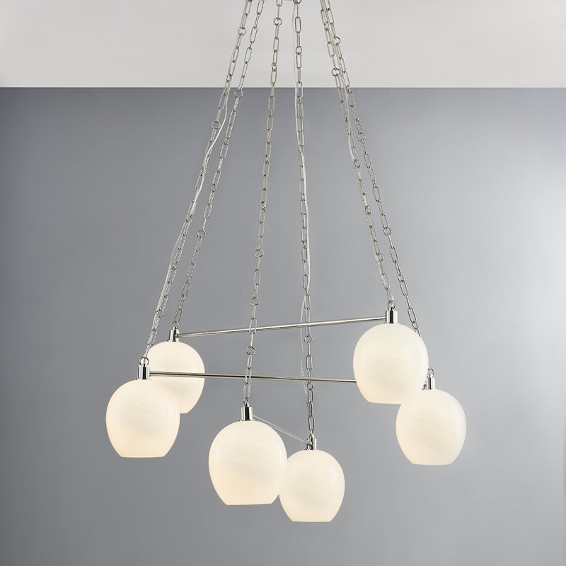Lustre 6 lumières Park, Nickel poli