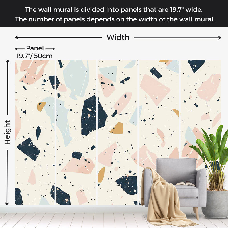 Papier peint Surface Surface - Terrazzo avec grosses pierres, L 39 po x L 27 po