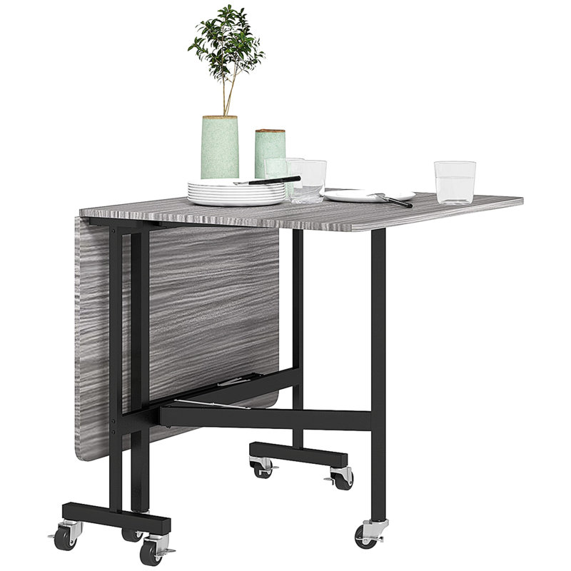 Rectangular Dining Table with Steel Base, Grey