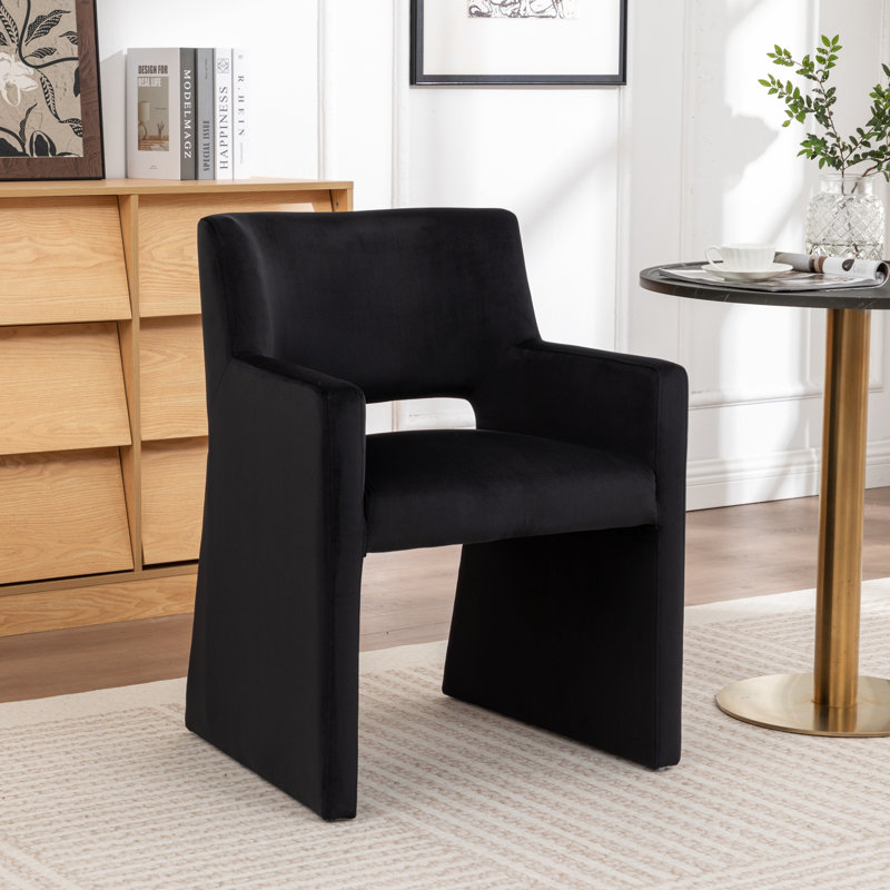 Chaise rembourrée en velours Hambrook, Noir
