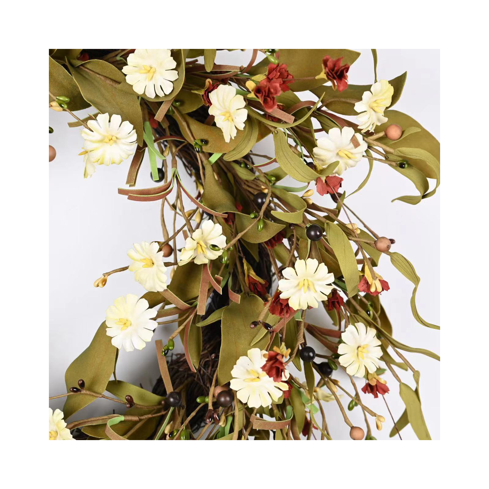 24" Faux Fall Wildflower Wreath For Front Door