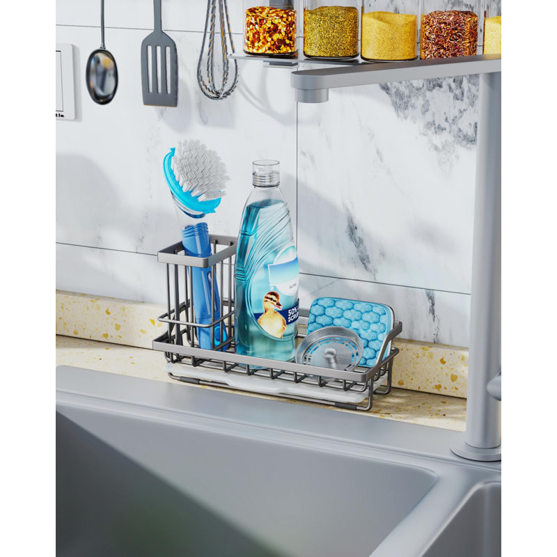 Support pour éponge en acier inoxydable A, fixation sur le comptoir, peu encombrant et durable, Argent