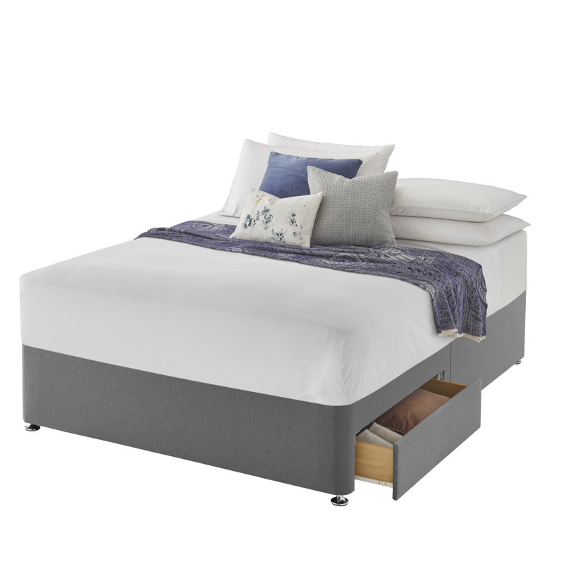 Silentnight upholstered premium Divan bed - base only, 2 Drawers, Super King (6'), Slate Grey