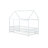Twin Size House Floor Wooden Bed With Roof Frame,Safety Guardrails,White-486366804-486366805
