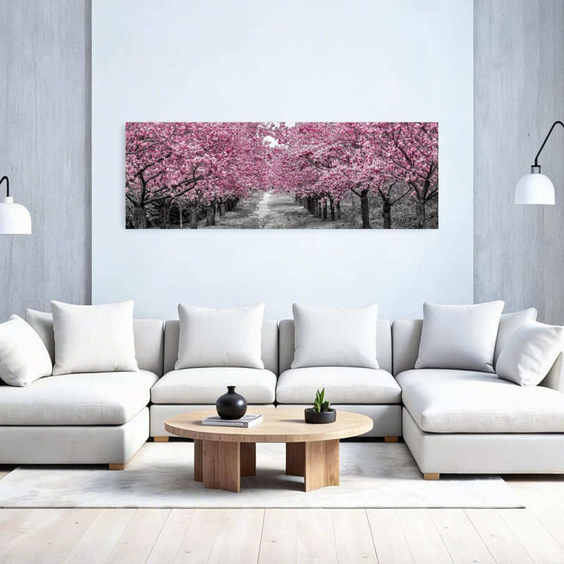 Pink Blossom Path by Melanie Viola - Wrapped Canvas Panoramic Print, 50.8 cm H x 152.4 cm W