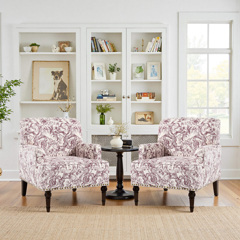 Chaise avec accoudoirs Glenetta Iliana, Chenille prune