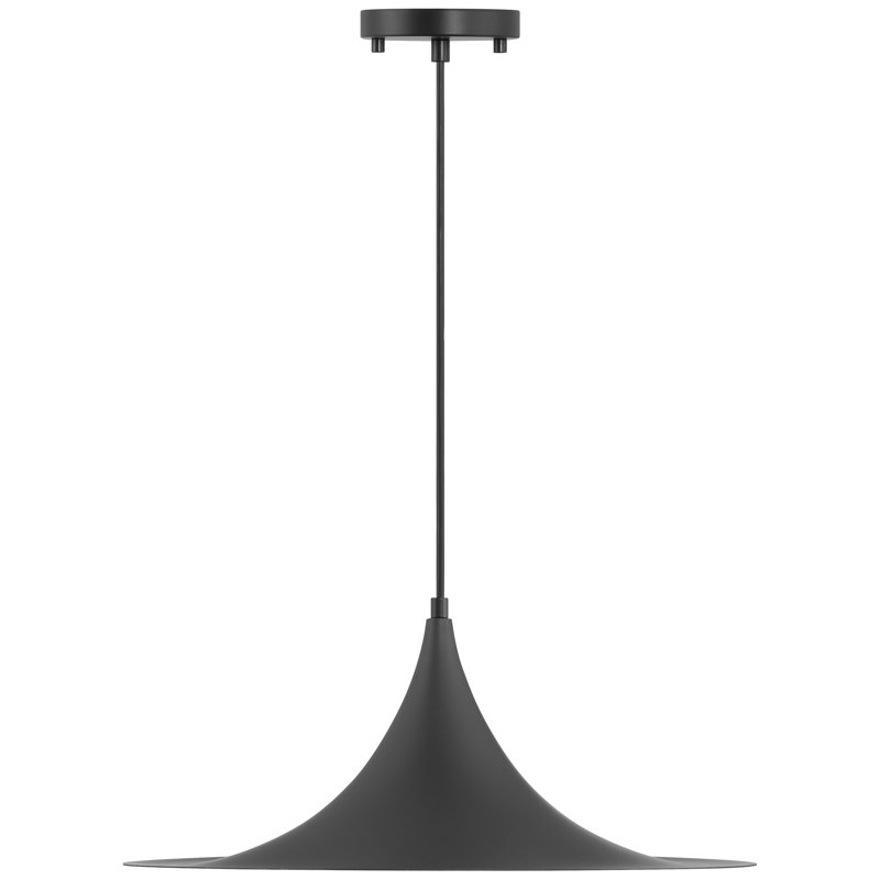 Luminaire suspendu conique 1 lumière Gelila, Noir mat