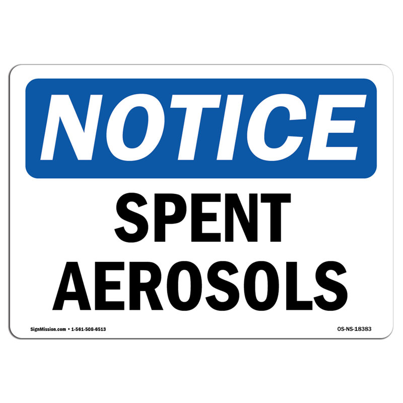 Spent Aerosols Decal 7" X 5", 5" H x 7" W x 0.1" D