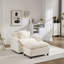 Fauteuils d'appoint modernes, fauteuil spacieux en chenille beige avec structure en bois pour la maison