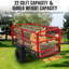Remorque de jardin en acier robuste, capacité de 1500 lb - Remorque utilitaire 22 pi cu avec 2 roues, chariot de remorquage pour tondeuse à gazon, tracteur, VTT, UTV - rouge + noir
