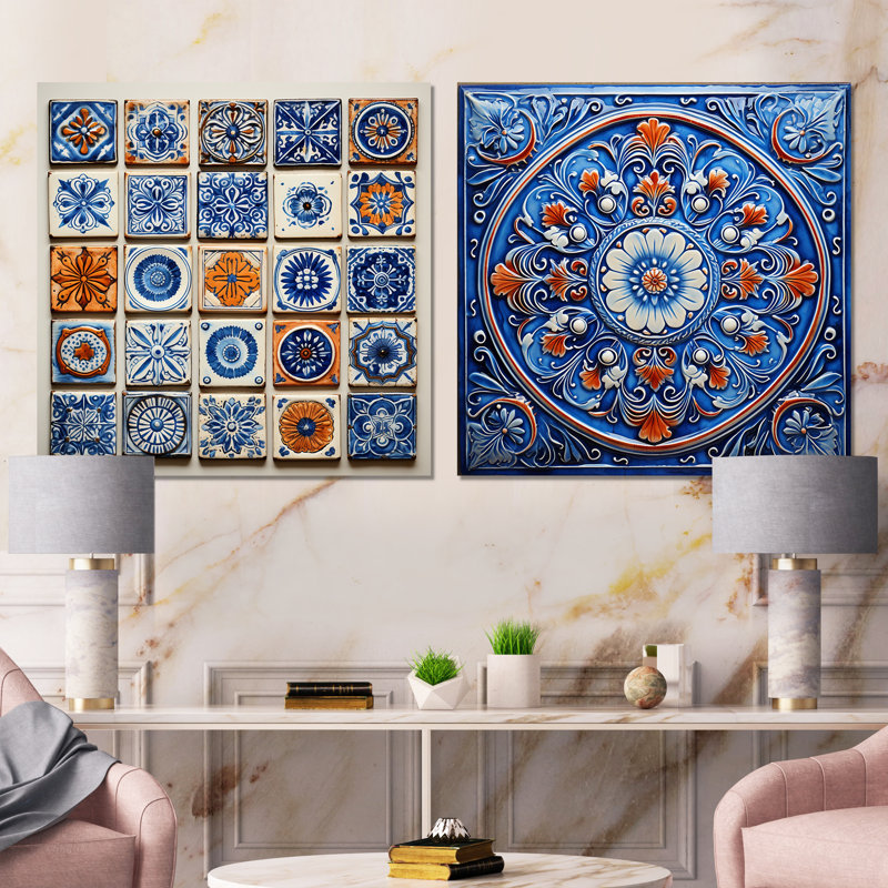 Boho Turkish Blue Tiles I - Boho Tiles, H 36 po x l 72 po