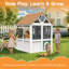  Maisonnette modulaire à 3 portes avec ensemble de cuisine en bois durable et toit imperméable, maisonnette pour enfants de 3 à 8 ans-120786372