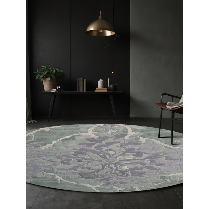 Machine Washable Gray Area Rug, Round 8'