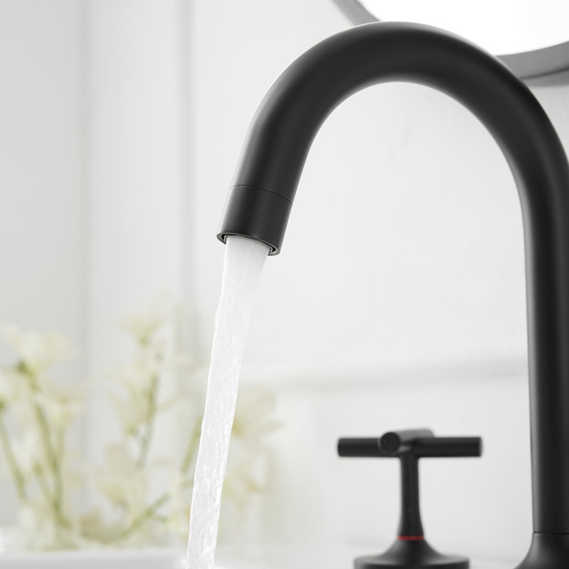 8 In. Widespread Double-Handle High-Arc Bathroom Faucet, Matte Black