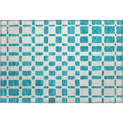 Premium Machine Washable Prisco Teal Rug
