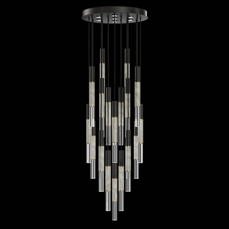 Antonia 25 - Light LED Pendant, Standard Black Iron/Brass