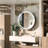 Gervon Lighted Surface Framed Round Medicine Cabinet Mirror Adjustable Shelf & AC Outlets-560910734-572611019