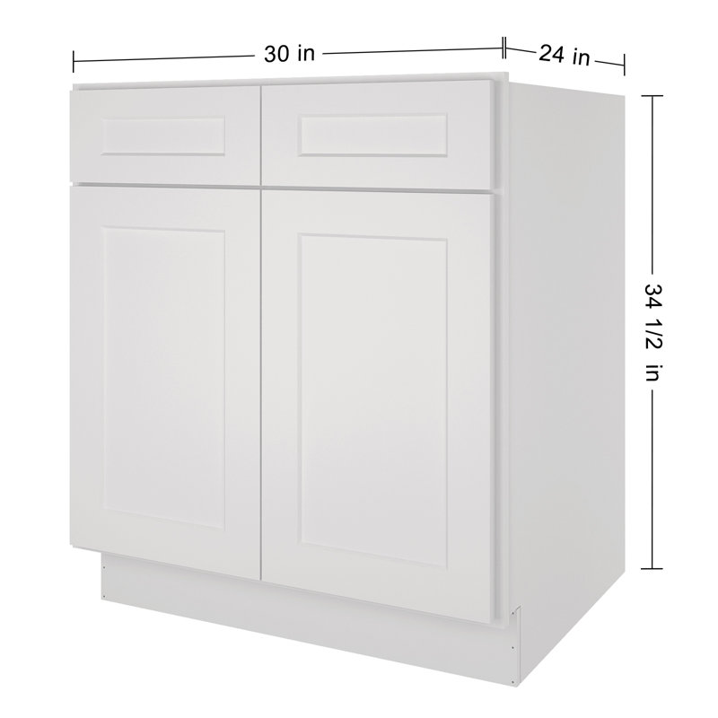 Ready-to-Assemble Kitchen Sink Base Cabinet with Adjustable Shelves and Soft Close, Shaker Dove, 34.5" H x 30" W x 24" D