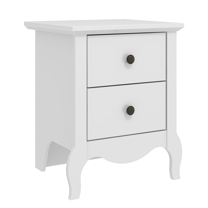 Sterra 2 Drawer Bedside Table, White