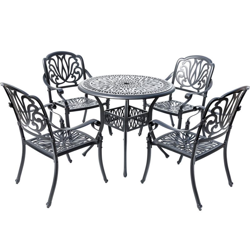 Sleek Bistro Bliss Collection- Elegant Cast Aluminium Patio Set, Black
