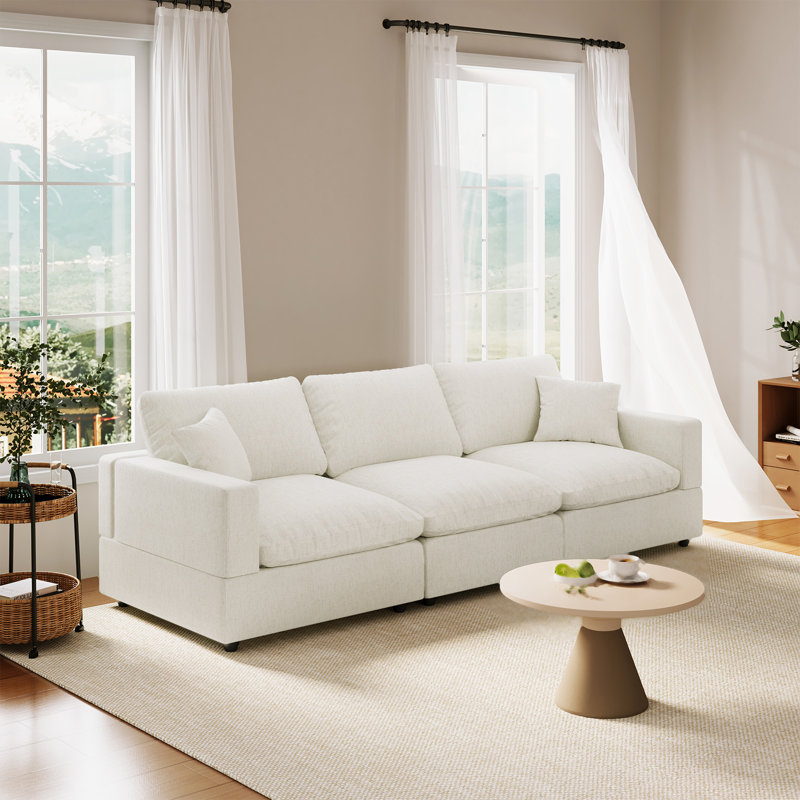 Canapé modulaire pour canapé-lit modulaire 95,4 po Jannete, Crème, crème