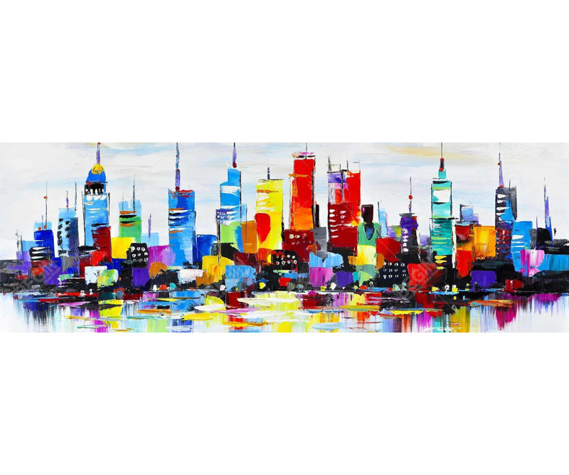 «Abstract And Colorful City» sur toile, H 16 po x l 48 po