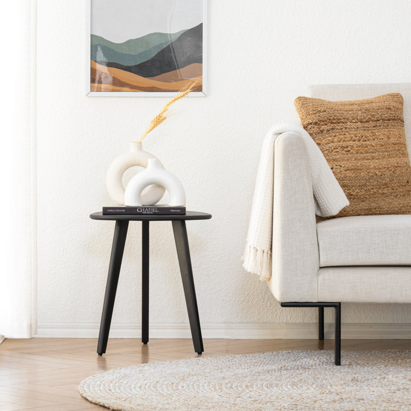 Alea Solid Wood Side Table, Black