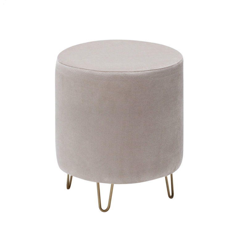 Repose-pieds rond de 15,7 po Pelluri, 100 % polyester crème