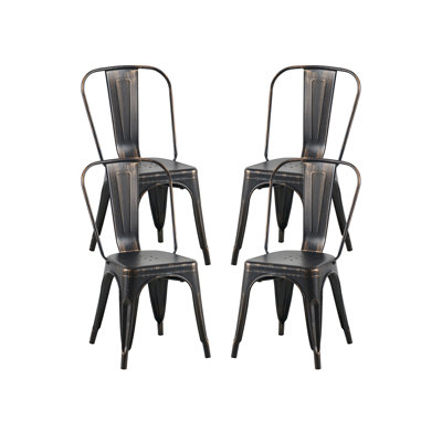 Ensemble de 4 chaises de salle à manger industrielles en métal mat sablé empilables d'une hauteur de 18 pouces, intérieur extérieur, surface légère facile à nettoyer, assemblage facile, conception moderne et durable, pour la cuisine de restaurant